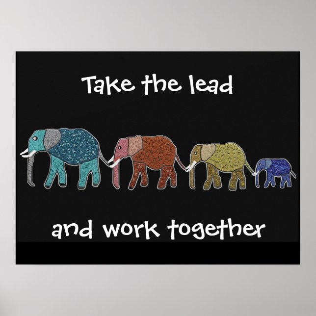 Ta de ledande Elephants Motivational Poster (Framsidan)