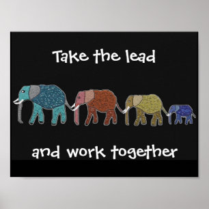 Ta de ledande Elephants Motivational Poster