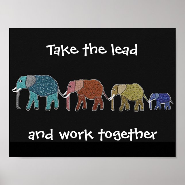 Ta de ledande Elephants Motivational Poster (Framsidan)