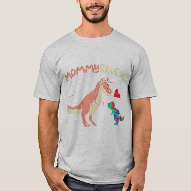Ta den här söta Mommysaurus Puzzle Dinosaur T-Shir T Shirt (Framsida)