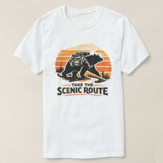 Ta den natursköna rutten Björn vandring Retro fril T Shirt