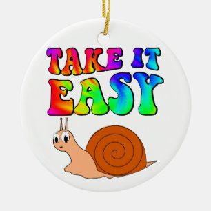 Ta det enkla Tecknaden Snigel med Groovy Text Julgransprydnad Keramik