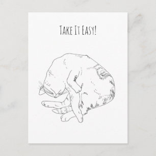 Ta det lugnt — minimalistisk sovande katt vykort