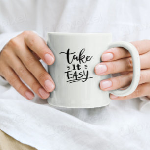 Ta Det Lugnt Mugg Minimalistisk Citat Kaffekopp P