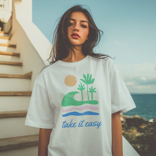 Ta det lugnt Retro sommar unisex T Shirt (Take it Easy Retro Summer Unisex T-Shirt)