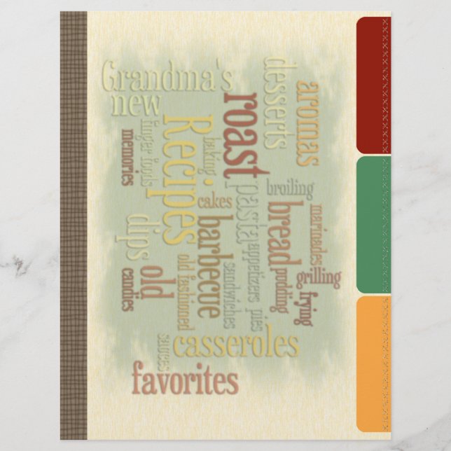 Ta emot delare med Faux-flikar för Recept Binder (Framsida)