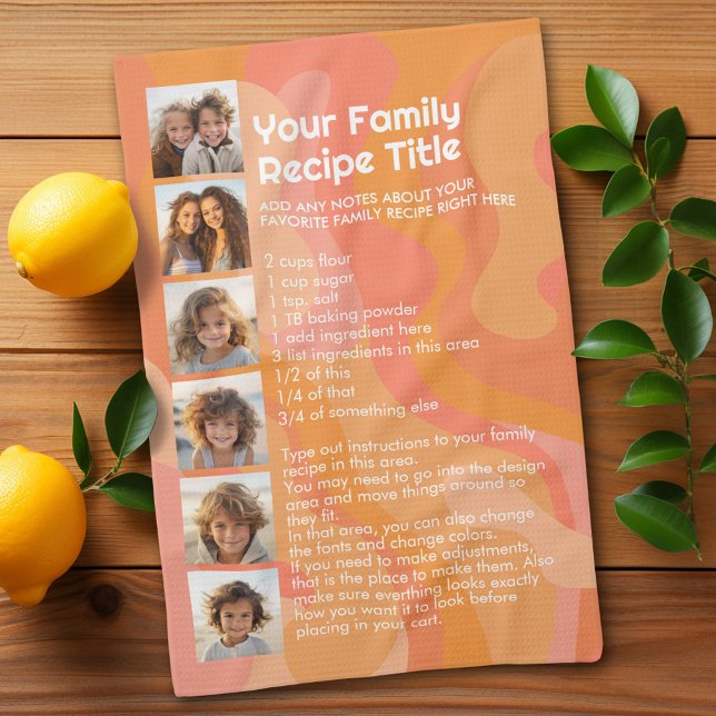 Ta emot mall för Familjerecept och foton Kökshandduk (Family Recipe Towel)