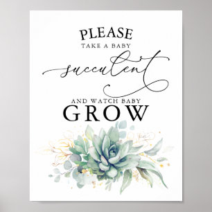 Ta en Baby-soldat - Grey Baby Shower-skylt Poster
