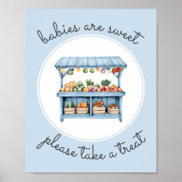 Ta en Behandla Blue Farmers Market Baby Shower Poster