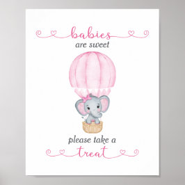 Ta en Behandla Rosa Elephant Flicka Shower Poster
