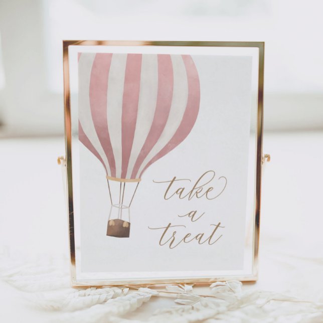 Ta en Behandla Rosa Luftballong Baby Shower-skylt Poster (Skapare uppladdad)