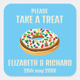 Ta en behandling fyrkantigt klistermärke