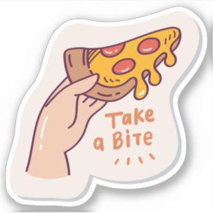 Ta en bita pizza roligt Anpassningsbar-cut Vinyl S Klistermärken