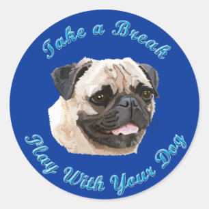 Ta en Break (Pug) Runt Klistermärke