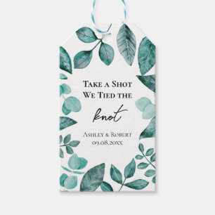 Ta en chans att binda Knot Bröllop Teal Grey Presentetikett