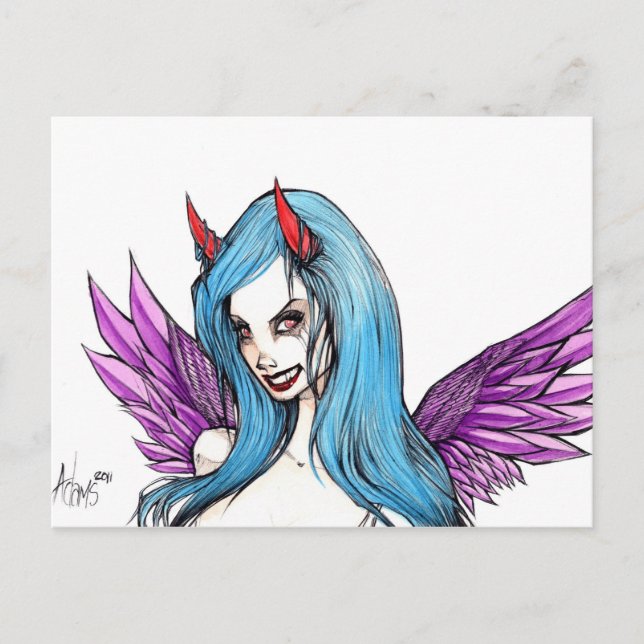 Ta en djävulsk titt i hennes öga vykort (Framsida)