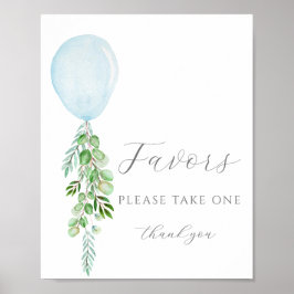 Ta en favoritskylt med blå bubblor för babyskor poster