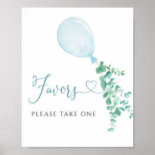 Ta en favoritskylt med blå bubblor för babyskor poster