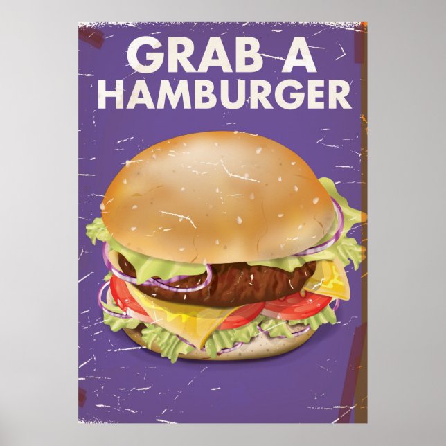 Ta en Hamburger Vintage Food Poster. Poster (Framsidan)