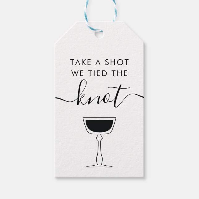 Ta en hett vi buntade Knot Bröllop Cocktail Presentetikett (Framsidan)