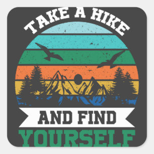 Ta en hike och sök efter din egen Retro-Vintage Fyrkantigt Klistermärke