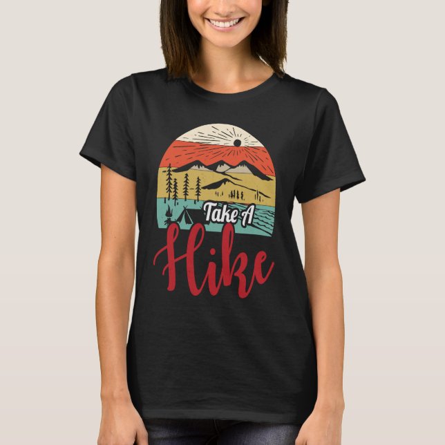 Ta en hike Retro Hiker utomhusbergen H T Shirt (Framsida)