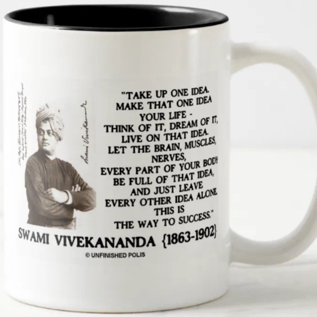 Ta en idé gör upp att idén ditt livcitationstecken Två-Tonad mugg (Inspirational Vivekananda quote mug on the way to success -- i.e., take up one idea)