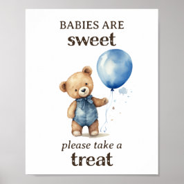 Ta en Nalle Boy Baby Shower Poster