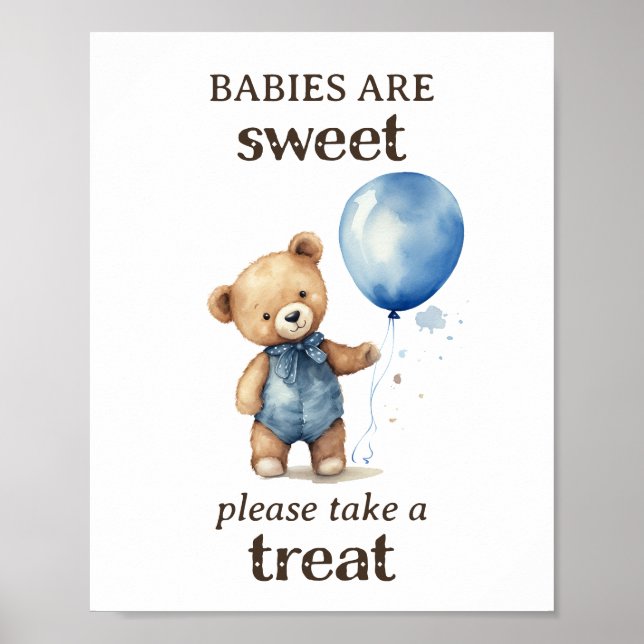 Ta en Nalle Boy Baby Shower Poster (Framsidan)