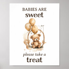 Ta en Nalle könsuppehållare för Neutral Baby Showe Poster