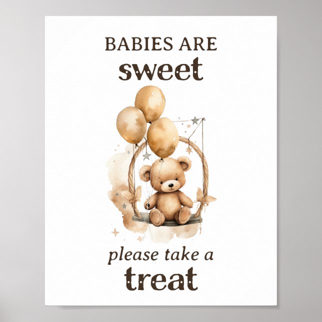 Ta en Nalle könsuppehållare för Neutral Baby Showe Poster (Framsidan)