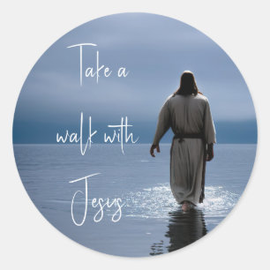 Ta en promenad med Jesus Runt Klistermärke
