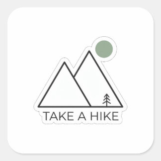 Ta en promenad minimalistisk fjäll-linjkonst dekal fyrkantigt klistermärke