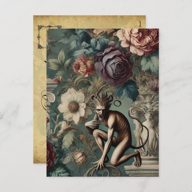 Ta en ram - utformning av en gotisk Blommigt Helg Vykort (Fram/baksida)