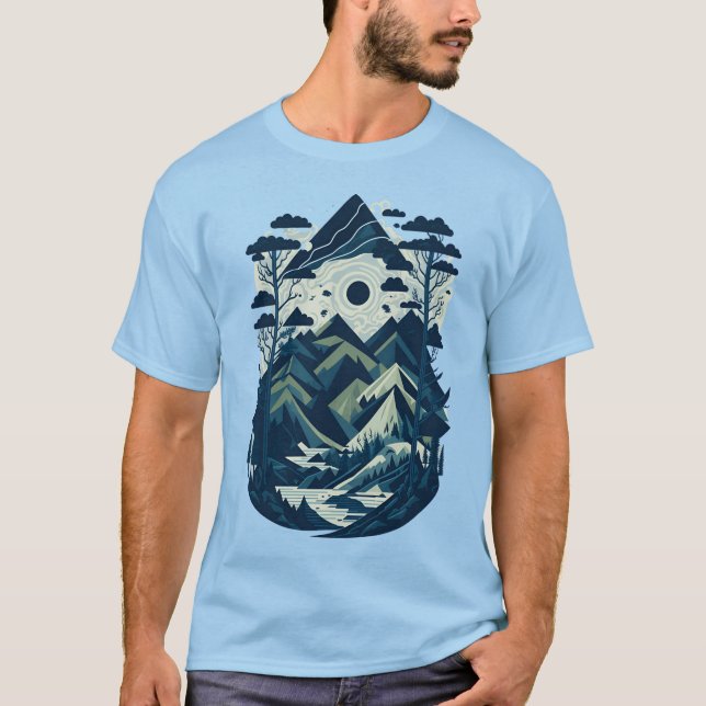 Ta en Resa med naturens blå geometri T Shirt (Framsida)