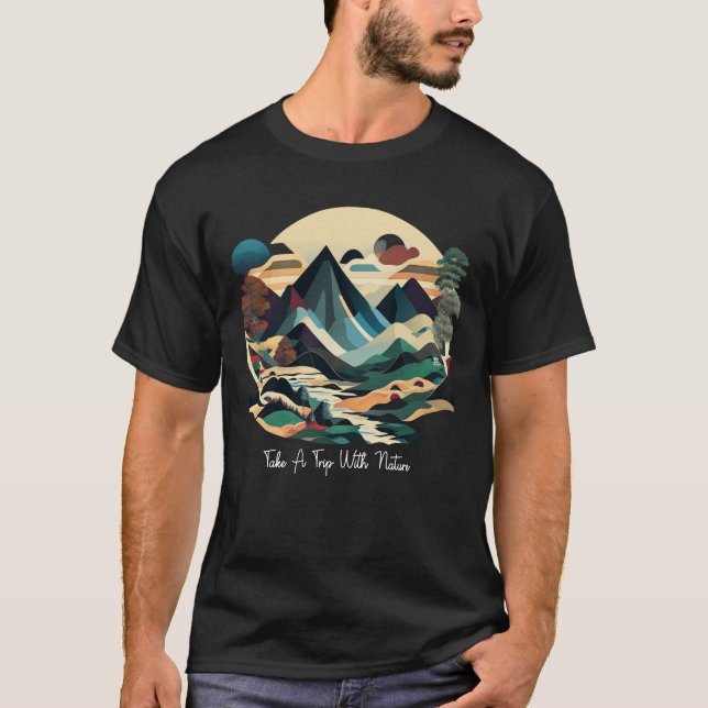 Ta en Resa med Retro Nature Vibes T Shirt (Framsida)