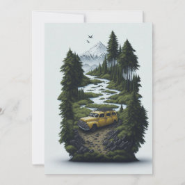 Ta en Resa med Vintage Nature Porträtt Inbjudningar