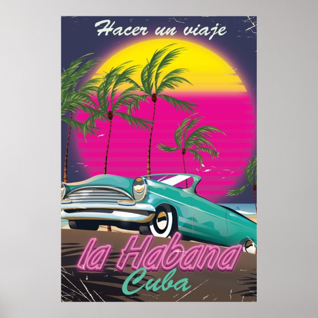 Ta en resa till Kuba retro 1985 affisch (Framsidan)