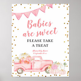 Ta en rosa lastbil-pumpskylt. poster