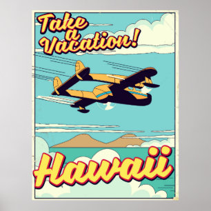 Ta en semester! Hawaii-tecknad Poster