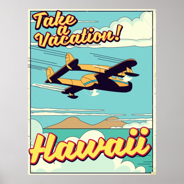 Ta en semester! Hawaii-tecknad Poster (Framsidan)