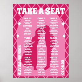 Ta en sittplats Rosa Magenta Retro Boho Arch Stil Poster
