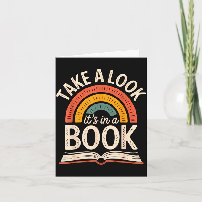 Ta en titt i en bok retro läsning bokorm kort (Framsida)