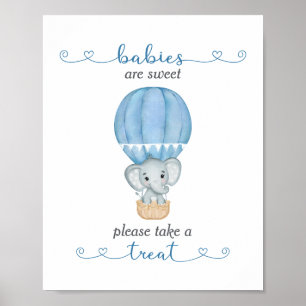 Ta en Treat Blue Elephant Pojke Shower Poster