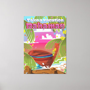 Ta en Vacation! Bahamas-tecknadens reseutskrift. Canvastryck