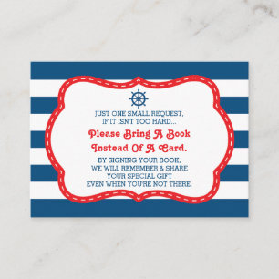 Ta ett Bok-kort, Ahoy, Nautical, Baby Shower Tilläggskort