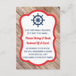 Ta ett Bok-kort, Ahoy, Nautical, Baby Shower Tilläggskort