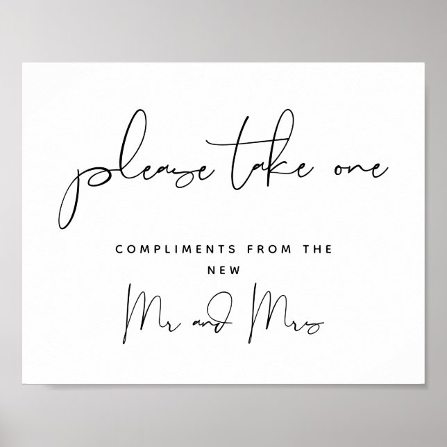 Ta ett, bröllopsfavoritskylt. poster (Framsidan)