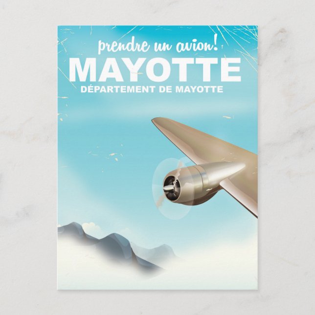 Ta ett flyg! Mayotte resaffisch Vykort (Framsida)