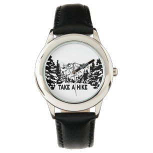 Ta ett monokromt bergslandskap med ett Hike-citat Armbandsur